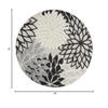 HomeRoots Black White 100% Polypropylene 4 Round Black Gray White Indoor Outdoor Area Rug view 3