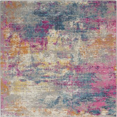 HomeRoots Ivory/Multi 100% Polypropylene 5 x 7 Ivory and Multi Abstract Area Rug