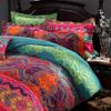 FADFAY Exotic Boho Duvet Cover Set King/California King 100% Brushed Cotton Soft Bohemian Bedding Red Teal Mandala Printed Bedding Reversible Striped Zipper Bed Comforter Cover + 2 Pillowshams view 1