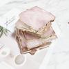 Rose Quartz Decor Coaster, Natural Pink Crystal Coasters Gold Edge Set of 4 (Square 3.5''-4) view 1