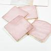 Rose Quartz Decor Coaster, Natural Pink Crystal Coasters Gold Edge Set of 4 (Square 3.5''-4) view 2