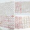 Rose Quartz Decor Coaster, Natural Pink Crystal Coasters Gold Edge Set of 4 (Square 3.5''-4) view 3