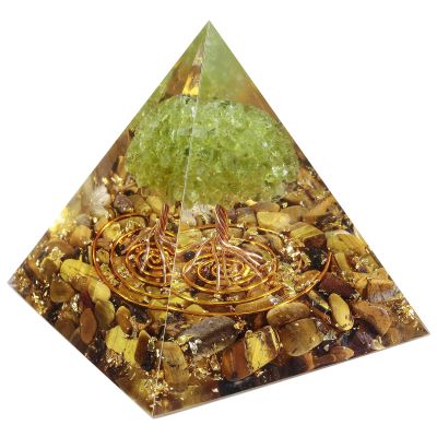 Amogeeli Handmade Tree of Life Orgone Crystal Pyramid, Healing Stone Pyramid for Reiki Meditation Decoration
