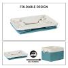 Bidtakay Basket Storage Bins with Handles Fabric Large Storage Baskets for Organizing Set of 3 Collapsible Rectangular Basket for Shelves Closet Organizer 15 X 11 X 9.5 Inches(White&Teal Blue) view 2