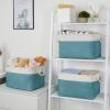 Bidtakay Basket Storage Bins with Handles Fabric Large Storage Baskets for Organizing Set of 3 Collapsible Rectangular Basket for Shelves Closet Organizer 15 X 11 X 9.5 Inches(White&Teal Blue) view 3