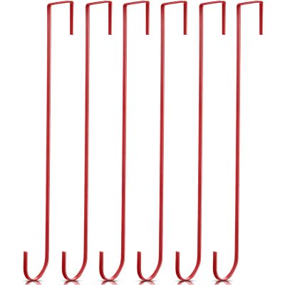 Hotop 15 Inch 6 Pcs Wreath Hangers for Front Door Over The Door Hanger Hooks Steel Wreath Doors Hangers Clothes Towel Hooks Holder for Christmas Halloween Front Decorations Welcome Sign(Red)