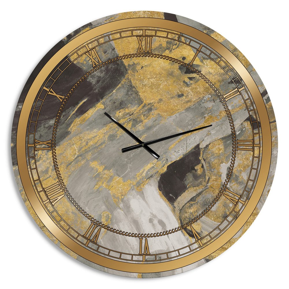 DesignQ 'Marble Gold and Black' Glam Wall Clock for Home Bedroom Bathroom Office Living Room Decoration