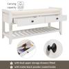 P PURLOVE Entryway Storage Bench with Cushioned Seat Shoe Rack with 2 Drawers and Storage Shelf, White view 4
