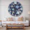 DesignQ 'Indigold Metallic Flower Pattern' Traditional Wall Clock for Home Bedroom Bathroom Office Living Room Decoration view 2