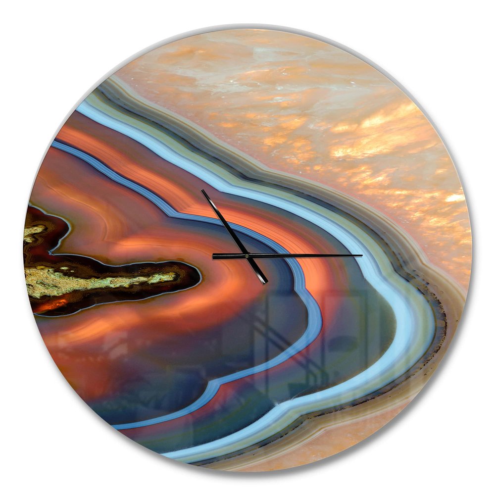 DesignQ 'Abstract Mineral Texture ' Modern Wall Clock for Home Bedroom Bathroom Office Living Room Decoration