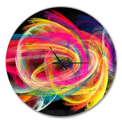 DesignQ 'Colorful Thick Strokes in Black ' Modern Wall Clock for Home Bedroom Bathroom Office Living Room Decoration