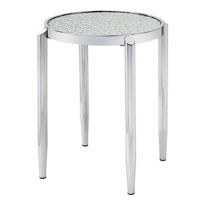 Acme Abbe End Table in Glass and Chrome