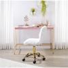Acme Midriaks Wooden Top Writing Desk with USB Port in Pink and Gold view 2