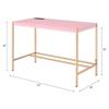 Acme Midriaks Wooden Top Writing Desk with USB Port in Pink and Gold view 3