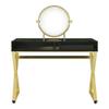 Acme Coleen Glass Top Vanity Desk with Jewelry Tray in Black and Gold view 2
