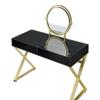 Acme Coleen Glass Top Vanity Desk with Jewelry Tray in Black and Gold view 3