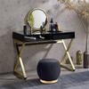 Acme Coleen Glass Top Vanity Desk with Jewelry Tray in Black and Gold view 4