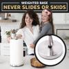 Heavy-Duty Stainless Steel Paper Towel Holder - Easy One-Handed Tear with Suction Cups - Modern Weighted Standing Countertop Dispenser for Kitchen - Holds All Paper Towel Rolls, Silver view 3