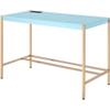 Acme Midriaks Wooden Top Writing Desk with USB Port in Baby Blue and Gold view 1