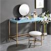 Acme Midriaks Wooden Top Writing Desk with USB Port in Baby Blue and Gold view 2