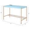 Acme Midriaks Wooden Top Writing Desk with USB Port in Baby Blue and Gold view 3