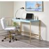 Acme Midriaks Wooden Top Writing Desk with USB Port in Baby Blue and Gold view 4