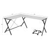 Acme Demas Wooden Top Computer Desk with Computer Holder in White and Black view 3
