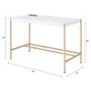 Acme Midriaks Wooden Top Writing Desk with USB Port in White and Gold view 3