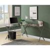 Acme Demas Glass Top Computer Desk with Computer Holder in Clear and Silver view 2