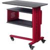Acme Cargo Metal Base Accent Table with Wall Shelf and Caster Wheels in Red view 1