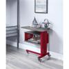 Acme Cargo Metal Base Accent Table with Wall Shelf and Caster Wheels in Red view 2