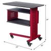 Acme Cargo Metal Base Accent Table with Wall Shelf and Caster Wheels in Red view 3