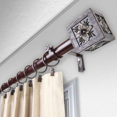 Austin 1" Single Curtain Rod 160-240 inch - Mahogany