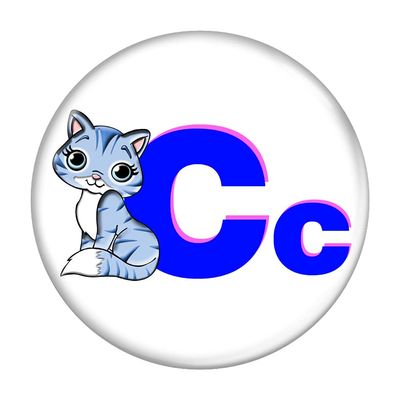 Enthoozies Letter C Cat Initial Alphabet 2.25 Inch Diameter Refrigerator Magnet