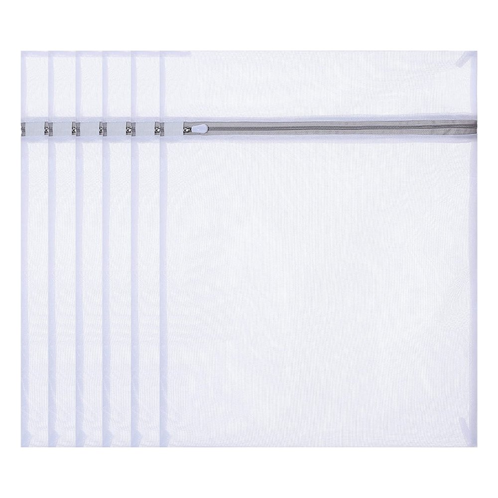 6PCS Mesh Laundry Bag, Strong Zipper Washing Net, Reusable And Durable Mesh Wash Bags for Sweater Dress Garment Blouse Dirty Clothes Washer Protector Travel Dorm Organizer 6060cm