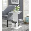Pemberly Row C-Shape Modern MDF and Birch Veneer End Table, White Finish, 24" H x 15" W x 11" D, Magazine Holder, Flush Fit Design for Living Room or Bedroom Seating view 2