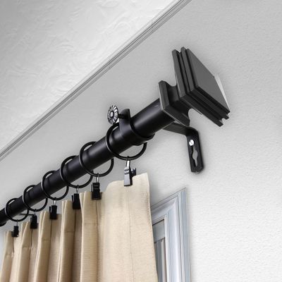 Carmen 1" Single Curtain Rod 160-240 inch - Black