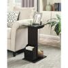 Pemberly Row Magazine C End Table, Black Wood Finish, 15" W x 11" L x 24" H, C Shape Design with Magazine Holder, Indoor Living Room Accent Table, Easy Assembly view 2