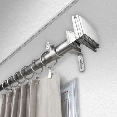 Carmen 1" Single Curtain Rod 160-240 inch - Satin Nickel