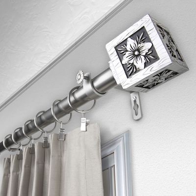 Austin 1" Single Curtain Rod 160-240 inch - Satin Nickel