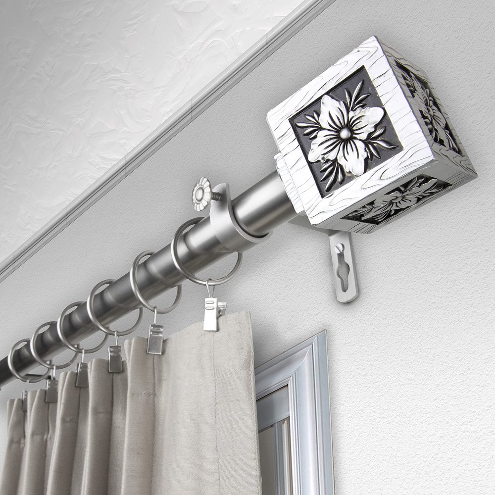 Austin 1" Single Curtain Rod 160-240 inch - Satin Nickel