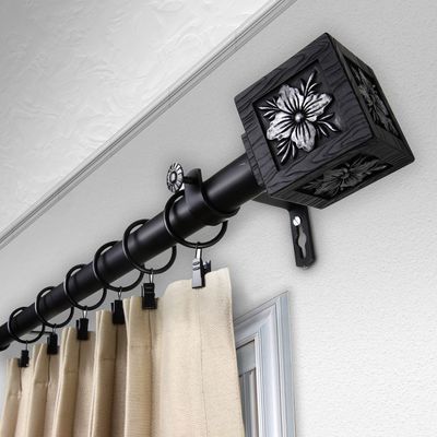 Austin 1" Single Curtain Rod 160-240 inch - Black