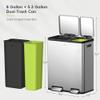 EKO EcoCasa Stainless Steel Dual Step Trash Can for Recycling, 30L+20L Rectangular Kitchen Trash Can, Independent Pedals and Lids, Soft Close and Fingerprint Resistant view 2