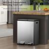 EKO EcoCasa Stainless Steel Dual Step Trash Can for Recycling, 30L+20L Rectangular Kitchen Trash Can, Independent Pedals and Lids, Soft Close and Fingerprint Resistant view 3