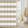 ALAGEO Tan Taupe Stripe Shower Curtain for Bathroom Hotel Quality Fabric Shower Curtains,Taupe Tan Brown Stripes Decorative Bathroom Shower Curtain Set with Hooks Extra Long 72" x 84" view 2