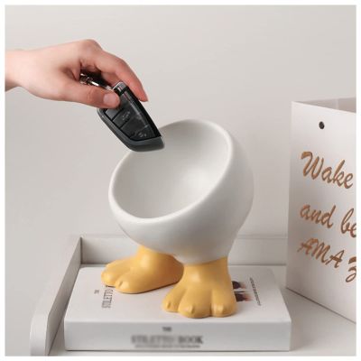 Key Bowl for Entryway Table, Jewelry Display Trays Nordic Style Key Tray Storage Ornaments Home Living Room Coffee Table Shoe Cabinet Decorative Tray Creative Furnishings (Color : White)