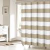 ALAGEO Tan Taupe Stripe Shower Curtain for Bathroom Hotel Quality Fabric Shower Curtains,Taupe Tan Brown Stripes Decorative Bathroom Shower Curtain Set with Hooks Extra Long 72" x 96" view 1
