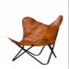 cuero Handmade Living Room Buffalo Leather Chair, Home-Decor, Butterfly Chair with Folding Iron Frame view 4