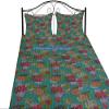 100% Cotton Gudri Fruit Pattern Pure Print Decorative Fruit Kantha Stitch Style Bedspread Quilt Reversible Indian Kantha Floral Quilt (Forest Green, King 90"x108" With Sham Covers) view 1