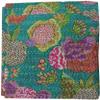 100% Cotton Gudri Fruit Pattern Pure Print Decorative Fruit Kantha Stitch Style Bedspread Quilt Reversible Indian Kantha Floral Quilt (Forest Green, King 90"x108" With Sham Covers) view 2